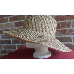 Packable 100% Paper Woven Sun Hat Wide Brim OSFM Packable Beige Straw Look